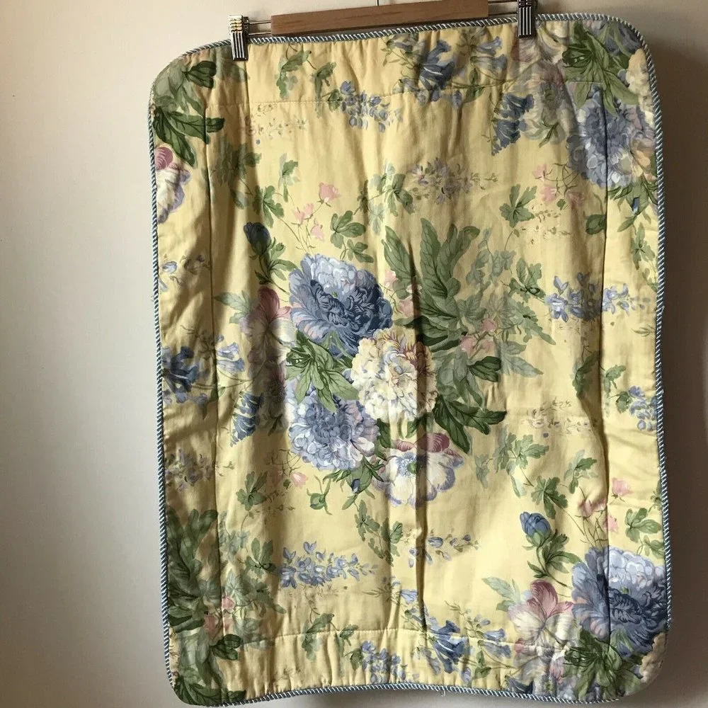 Waverly blossom hill peonies garden sham decorative blue piping rectangle yellow